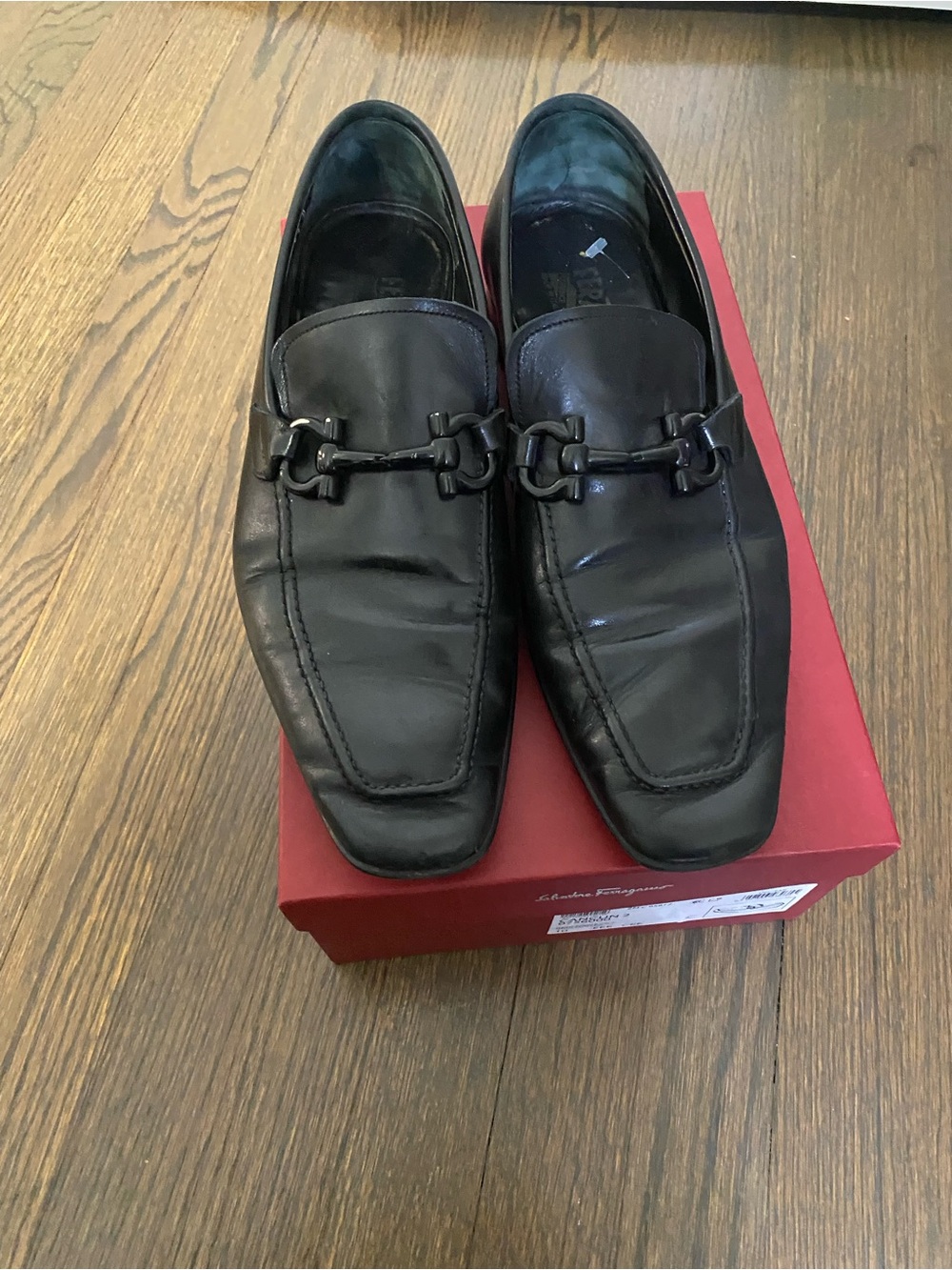 Salvatore Ferragamo Black Leather Horsebit Loafers
